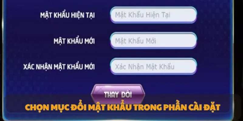Chọn mục đổi mật khẩu Rikvip trong phần cài đặt tài khoản